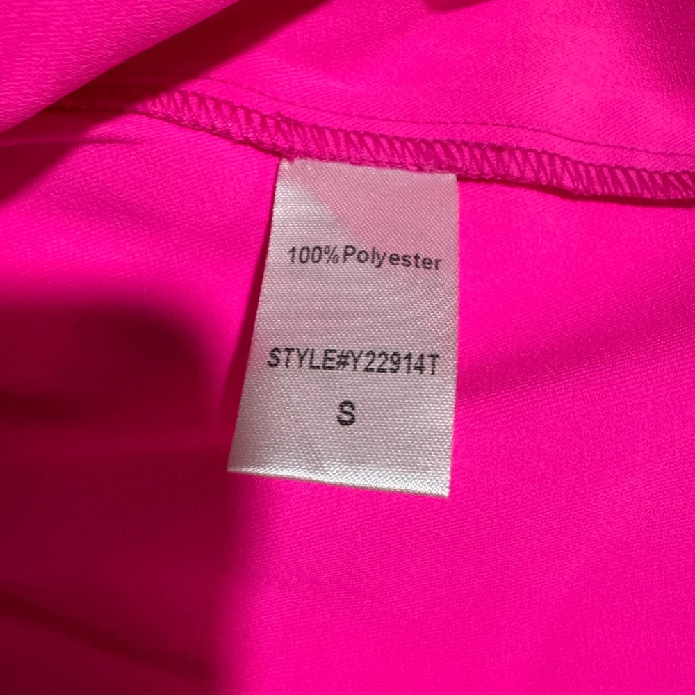Pomander Place Women's Bright Pink Ruffle Blouse - Picture 10 of 11